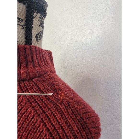 Athleta Pinewood Sweater Dress Size MP Mock Neck 100% Merino Burgundy Knit - Picture 8 of 12